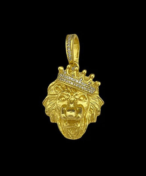 Pingente Leão Cravejado m - Banhado a Ouro 18k