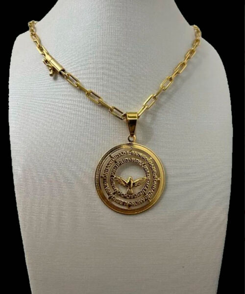 Cordão 5mm Cadeado Alongado Feminino + Pingente - Banhado a ouro 18k