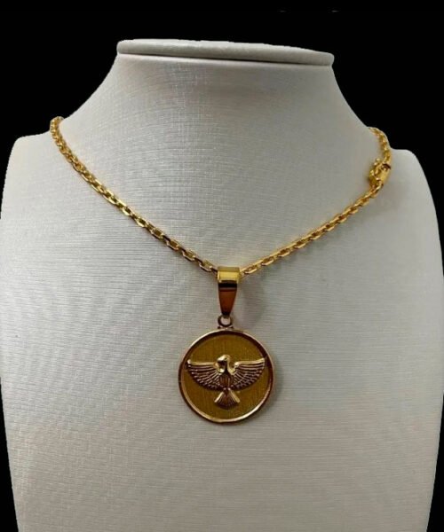 Cordão 2mm Cadeado Feminino + Pingente Espírito Santo - Banhado A Ouro18k