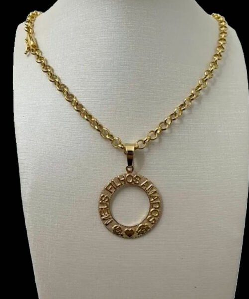 Cordão 3mm Português Feminino + Pingente - Banhado A Ouro 18k