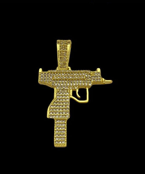 Pingente Metralhadora Uzi g - Banhado a Ouro 18k