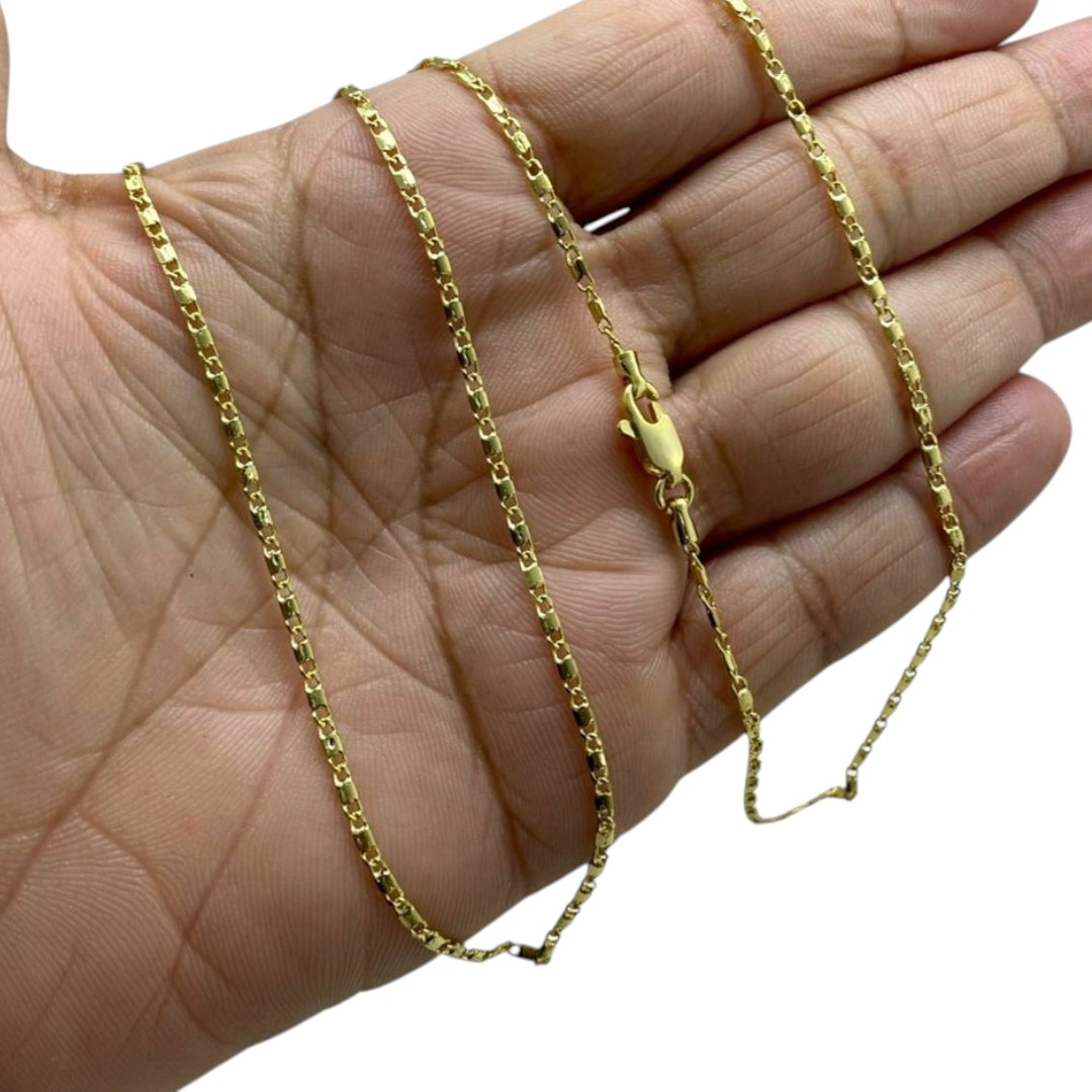 15351704526 Corrente 1 5Mm Piastrine Fecho Mosquetao Banhado A Ouro 18K 8G