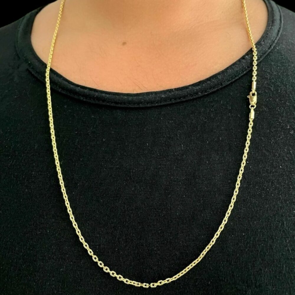Corrente Cadeado 1,5Mm Fecho Mosquetão Banhado A Ouro 18K - Imagem 4