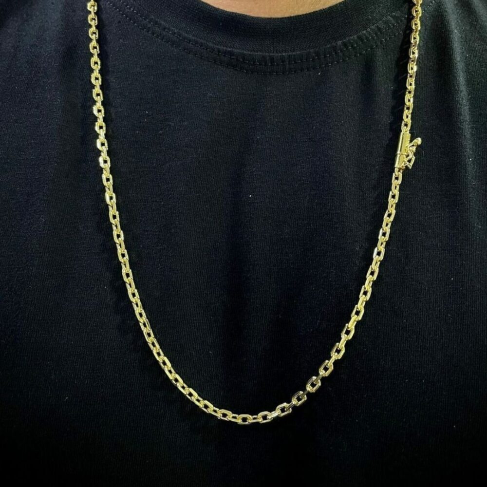 Corrente Cadeado 5Mm Fecho Canhão Luxo Banhado A Ouro 18K - Imagem 3