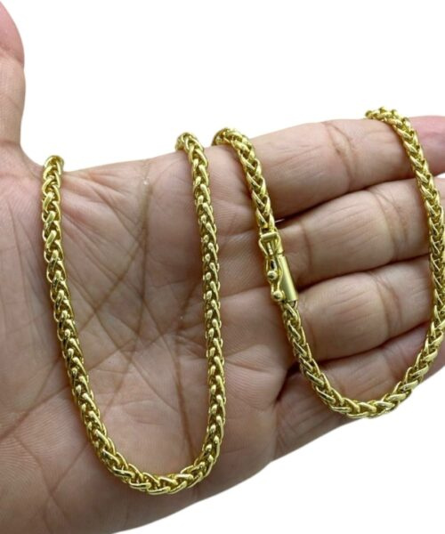 Corrente Peruano 5mm Fecho Canhão Luxo Banhado a Ouro 18k