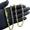 15351813296 Corrente 6Mm Tijolinho Meia Cana Fecho Canhao Premium Banhado A Ouro 18K 3
