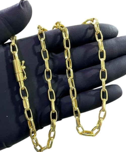 Corrente Tijolinho 6mm Meia Cana Banhado a Ouro 18k Luxo