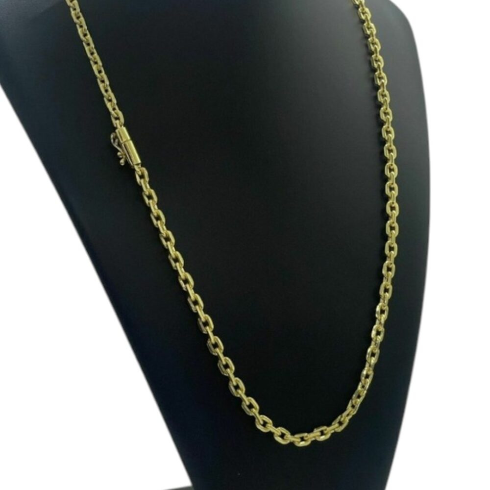 Corrente Cadeado 6Mm Fecho Canhao Luxo Banhado A Ouro 18K - Imagem 2