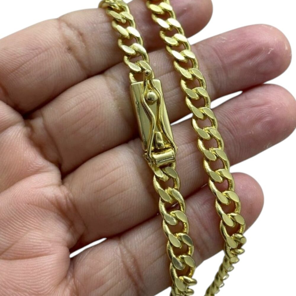 Corrente Grumet Pit Bull 6Mm Fecho Gaveta Banhado A Ouro - Imagem 2