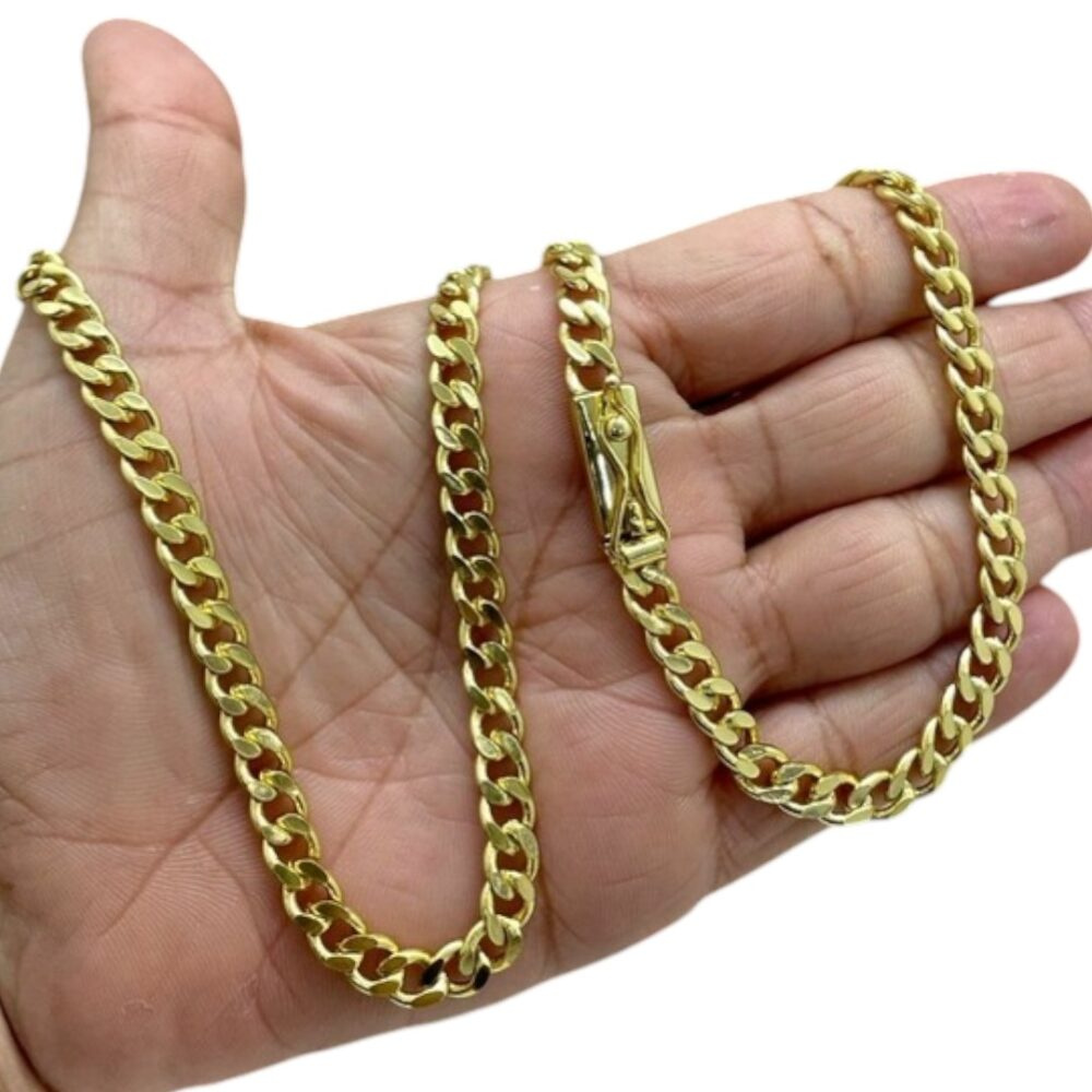 Corrente Grumet Pit Bull 6Mm Fecho Gaveta Banhado A Ouro