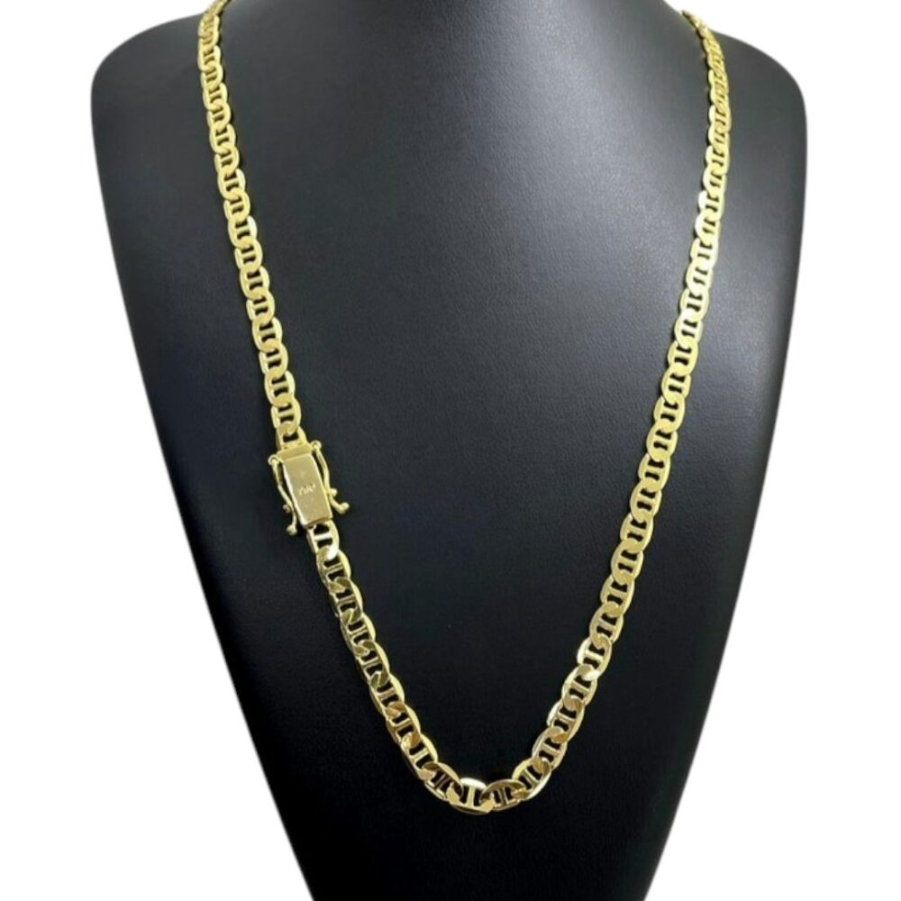 Corrente Piastrine 7Mm Fecho 750 Luxo Banhado A Ouro 18K - Imagem 3