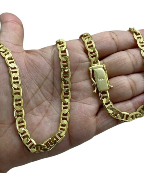 Corrente Piastrine 7mm Fecho 750 Luxo Banhado a Ouro 18k