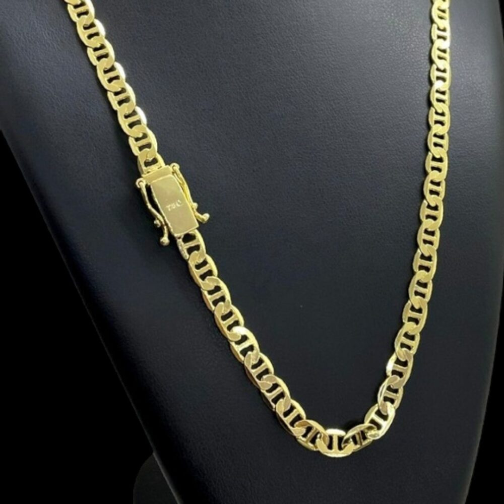 Corrente Piastrine 7Mm Fecho 750 Luxo Banhado A Ouro 18K - Imagem 4