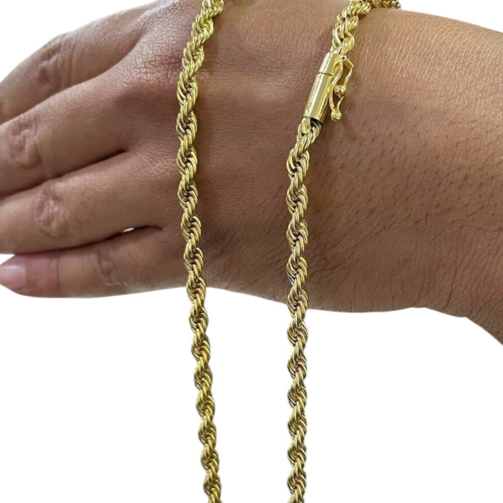 Corrente Baiano 6Mm Fecho Canhão Luxo Banhado A Ouro 18K - Imagem 2