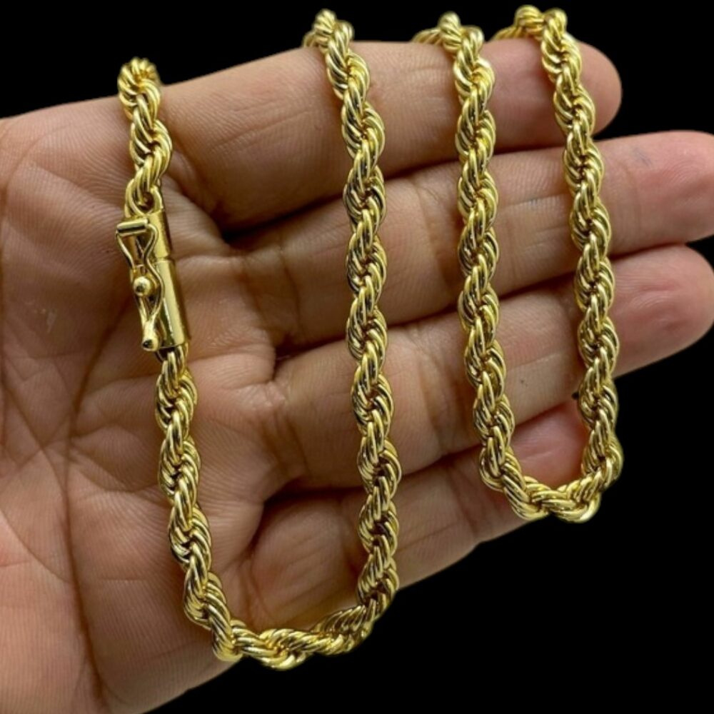 Corrente Baiano 6Mm Fecho Canhão Luxo Banhado A Ouro 18K - Imagem 3