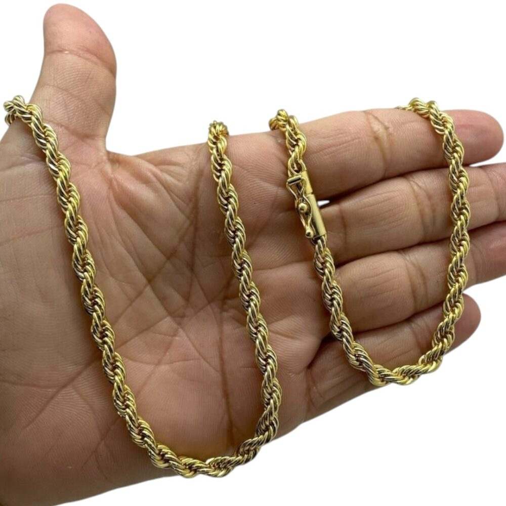 Corrente Baiano 6Mm Fecho Canhão Luxo Banhado A Ouro 18K