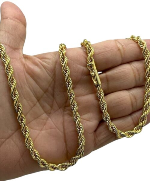 Corrente Baiano 6mm Fecho Canhão Luxo Banhado a Ouro 18k