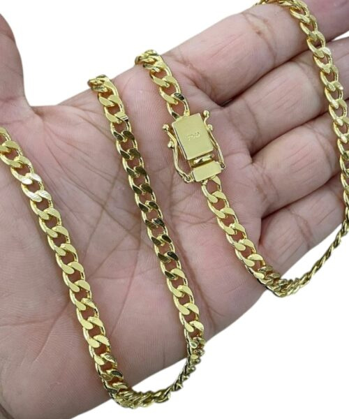 Corrente Pit Bull 6mm Fecho 750 Luxo Banhado a Ouro 18k
