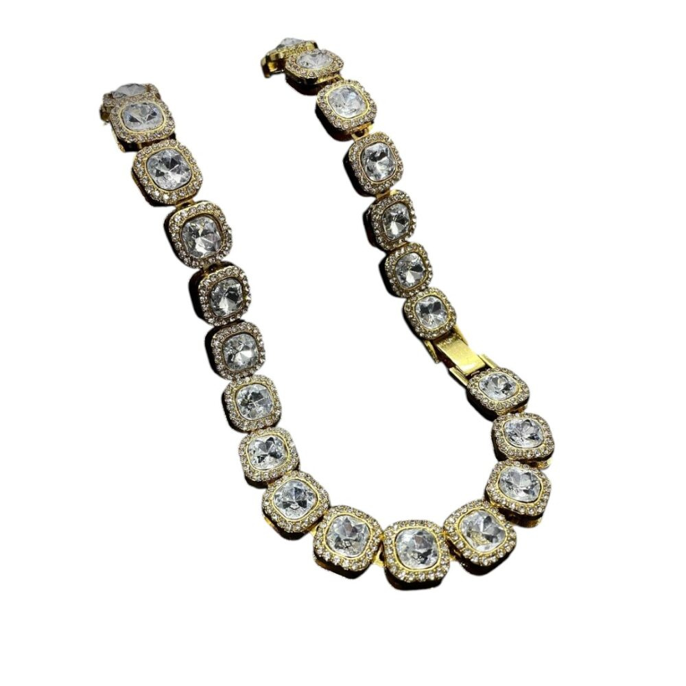 Corrente 12Mm Brilhantes Fecho Premium Banhado A Ouro 18K - Imagem 2
