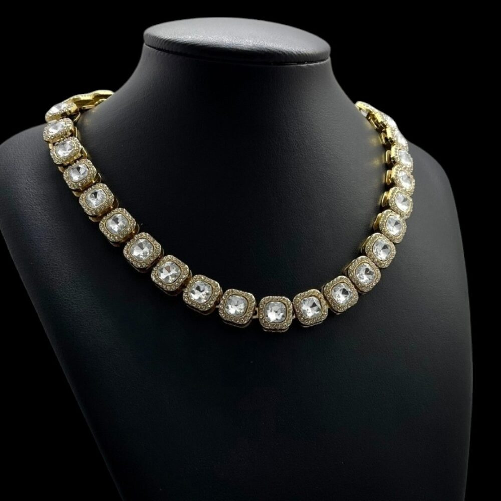 Corrente 12Mm Brilhantes Fecho Premium Banhado A Ouro 18K - Imagem 3