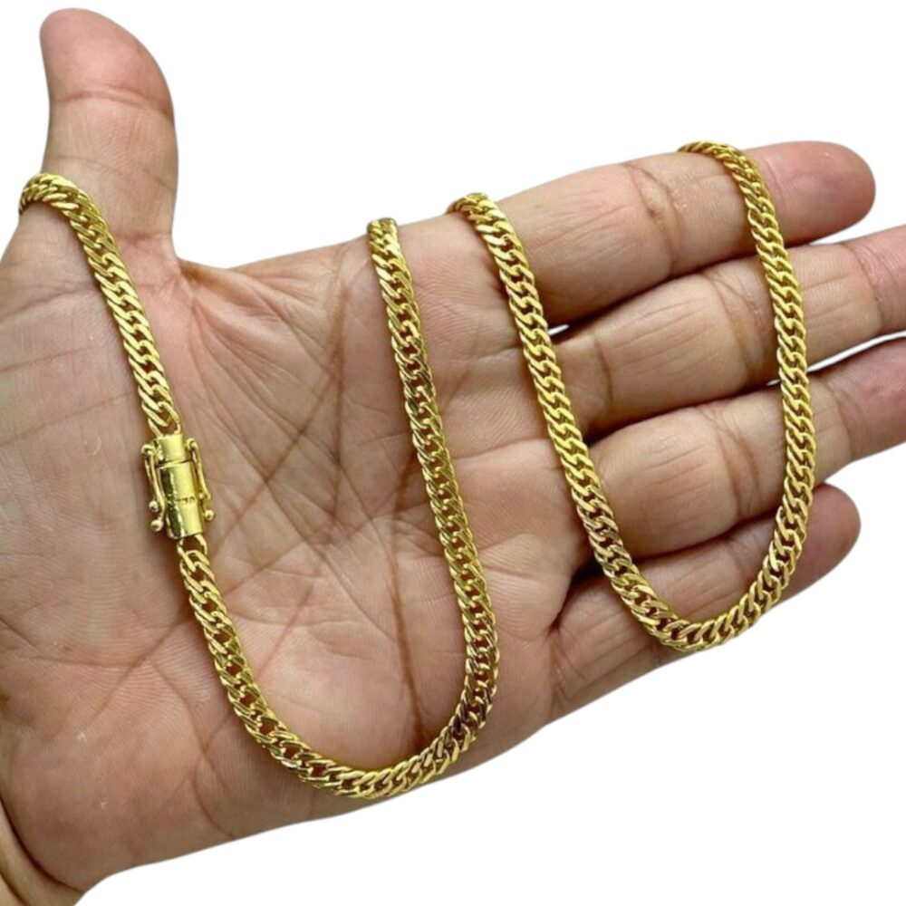 Corrente Grumet 5Mm Fecho 750 Luxo Banhado A Ouro 18K