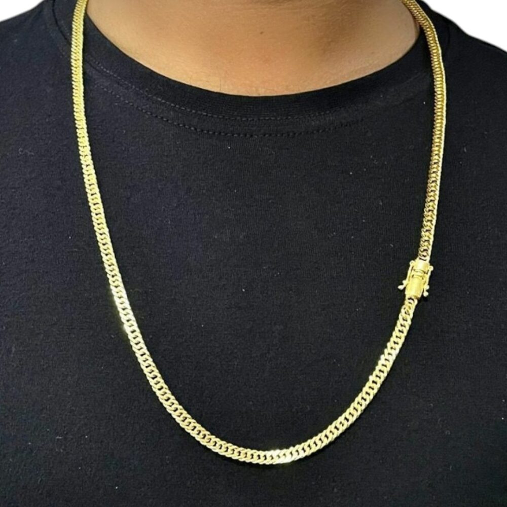 Corrente Grumet 5Mm Fecho 750 Luxo Banhado A Ouro 18K - Imagem 3