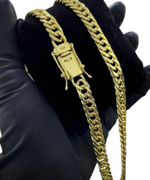 Corrente 10mm Grumet Fecho Marcação 750 Banhado a Ouro 18K
