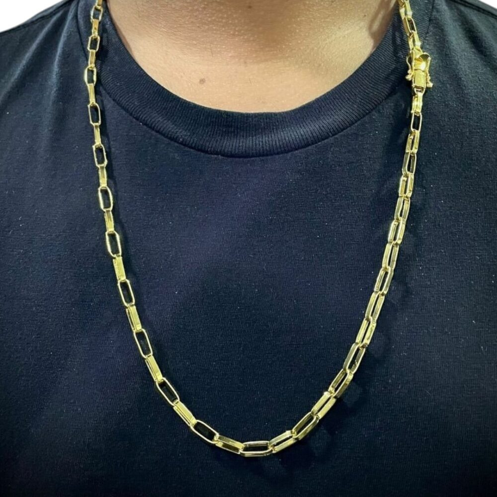 Corrente 6Mm Tijolinho Luxo Banhado A Ouro 18K - Imagem 3