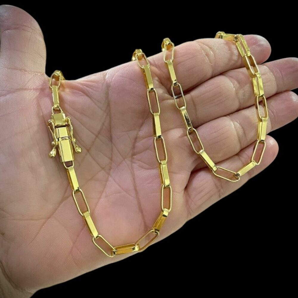 Corrente 6Mm Tijolinho Luxo Banhado A Ouro 18K - Imagem 2