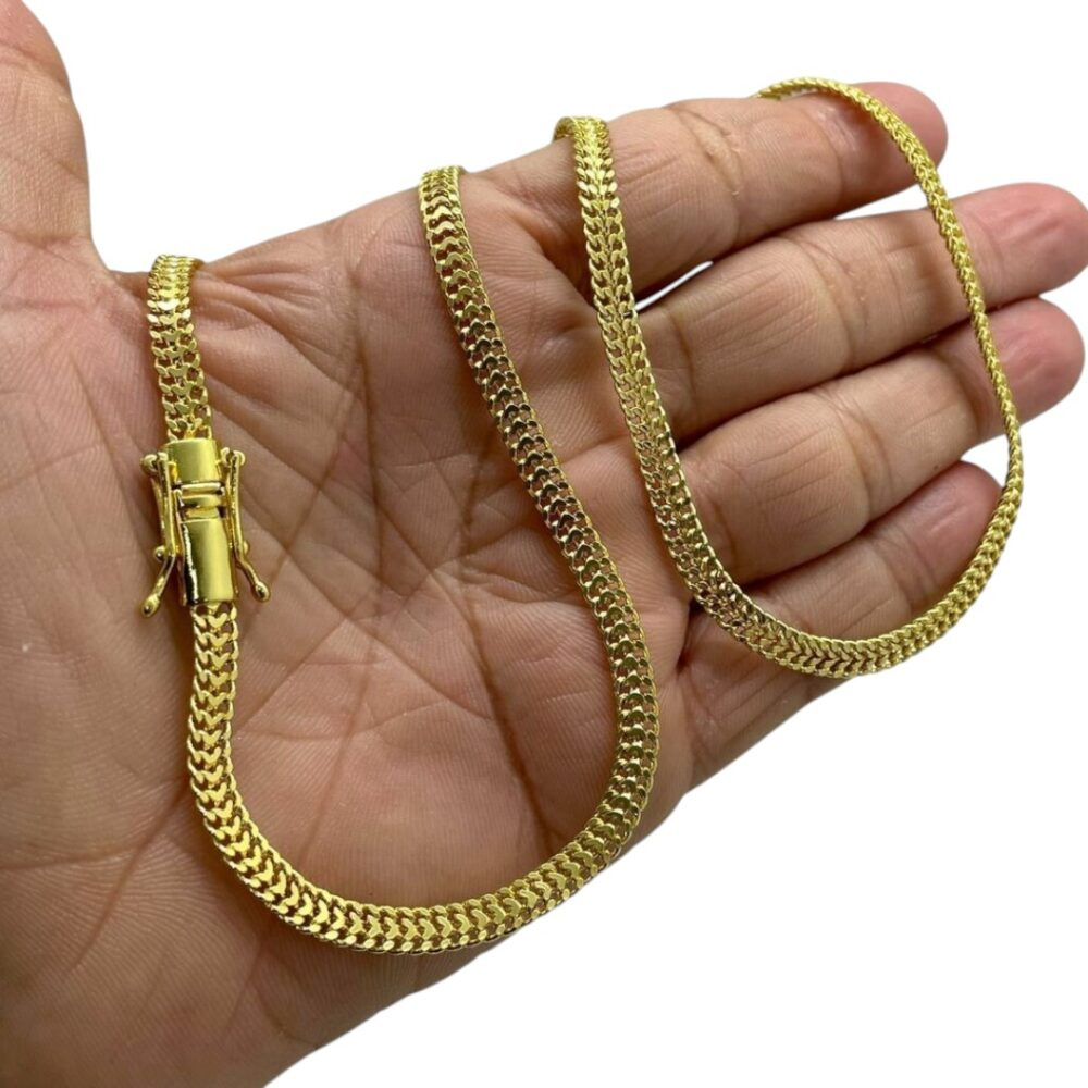 Corrente Grumet Duplo 5Mm Fecho 750 Banhado A Ouro 18K