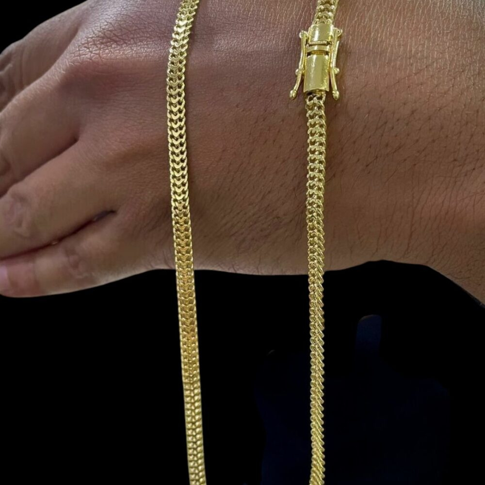Corrente Grumet Duplo 5Mm Fecho 750 Banhado A Ouro 18K - Imagem 3