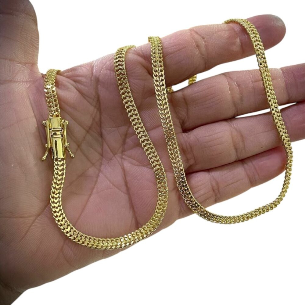 Corrente Grumet Duplo 5Mm Fecho 750 Banhado A Ouro 18K - Imagem 2