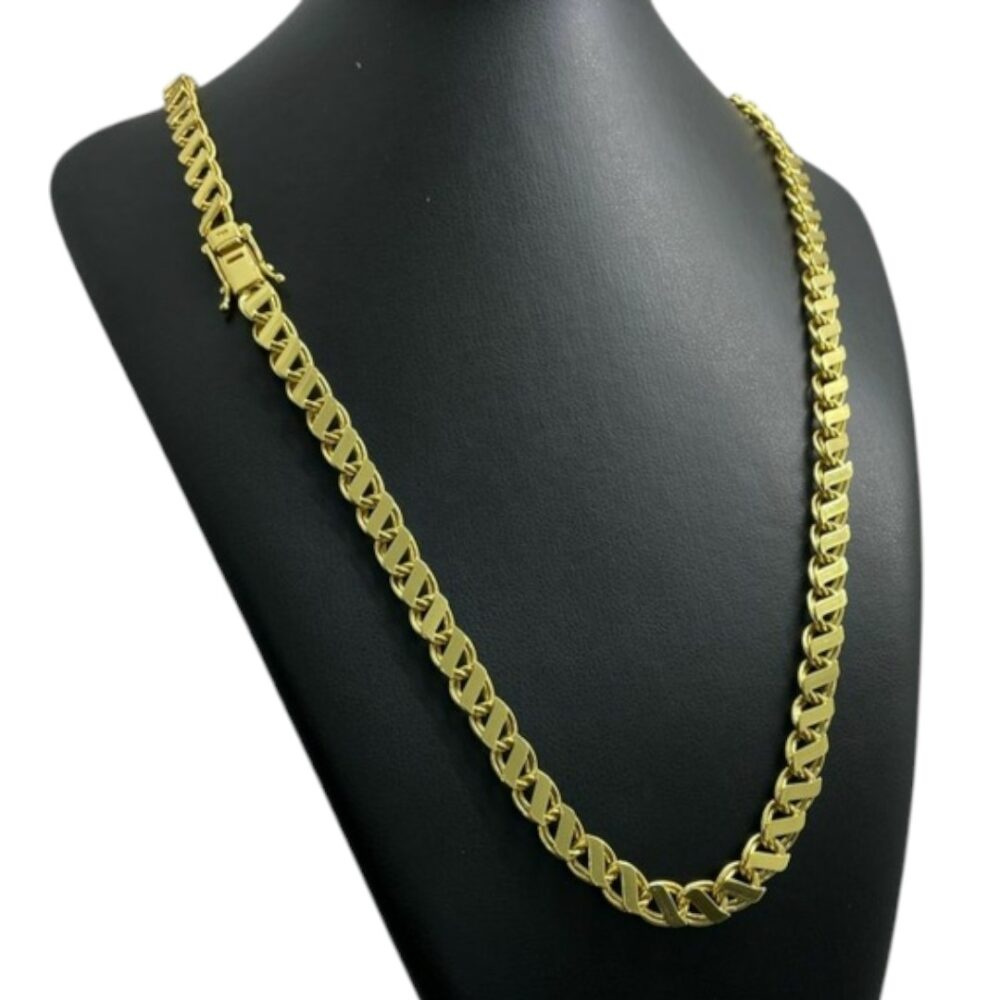 Corrente Dubai 8Mm S Fecho 750 Banhado A Ouro 18K - Imagem 2