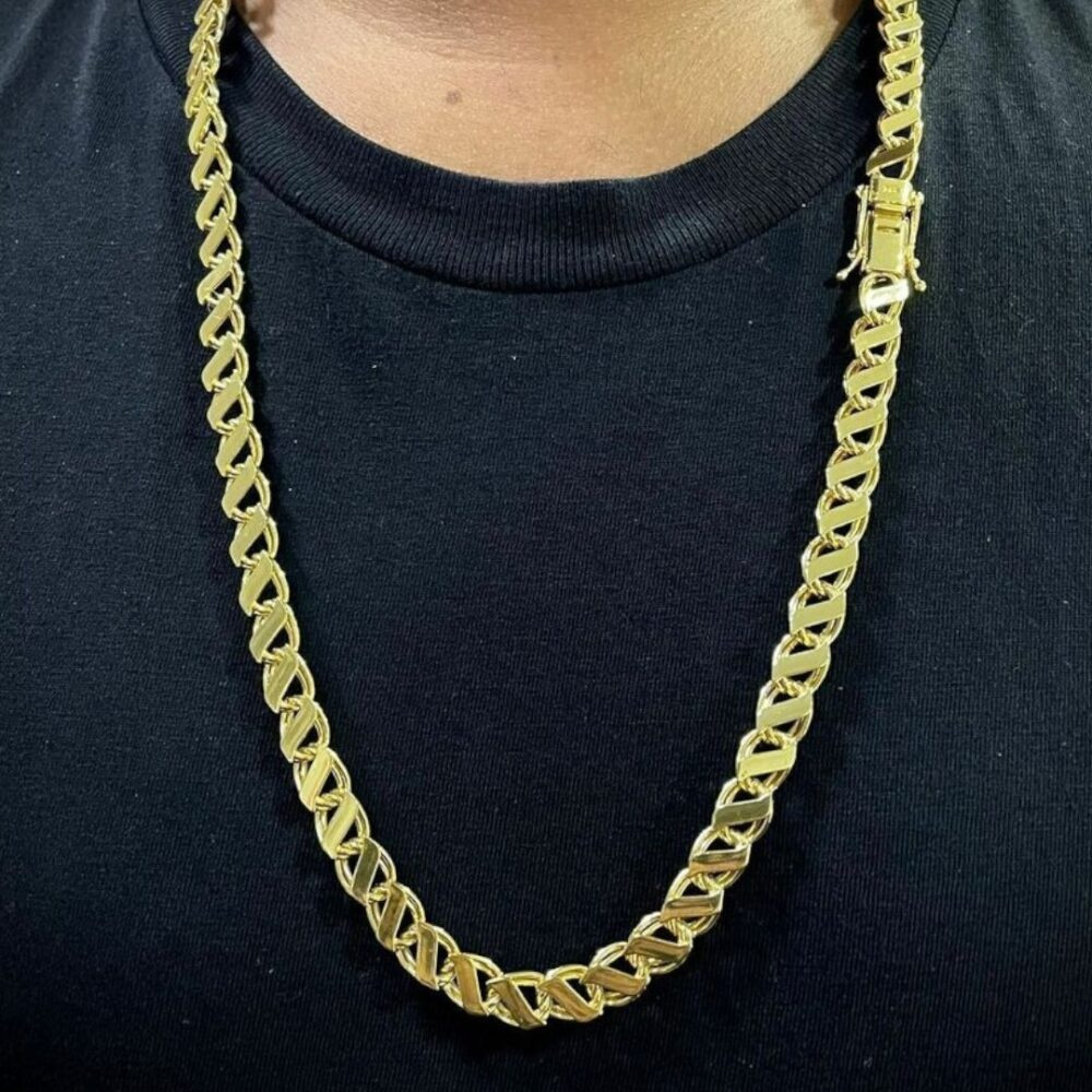 Corrente Dubai 8Mm S Fecho 750 Banhado A Ouro 18K - Imagem 3