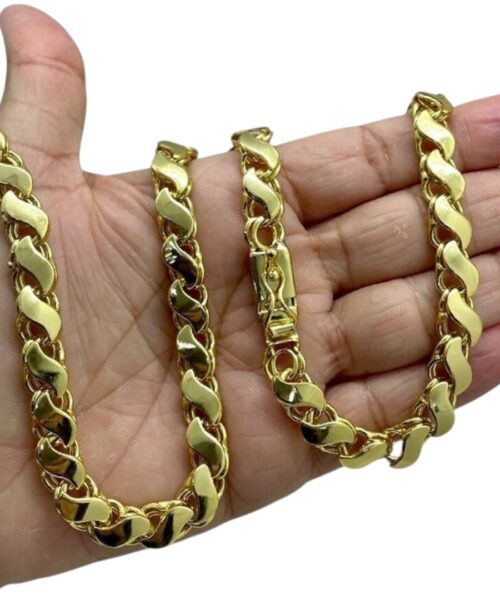 Corrente Friso S 10mm Fecho Gaveta Banhado a Ouro 18k