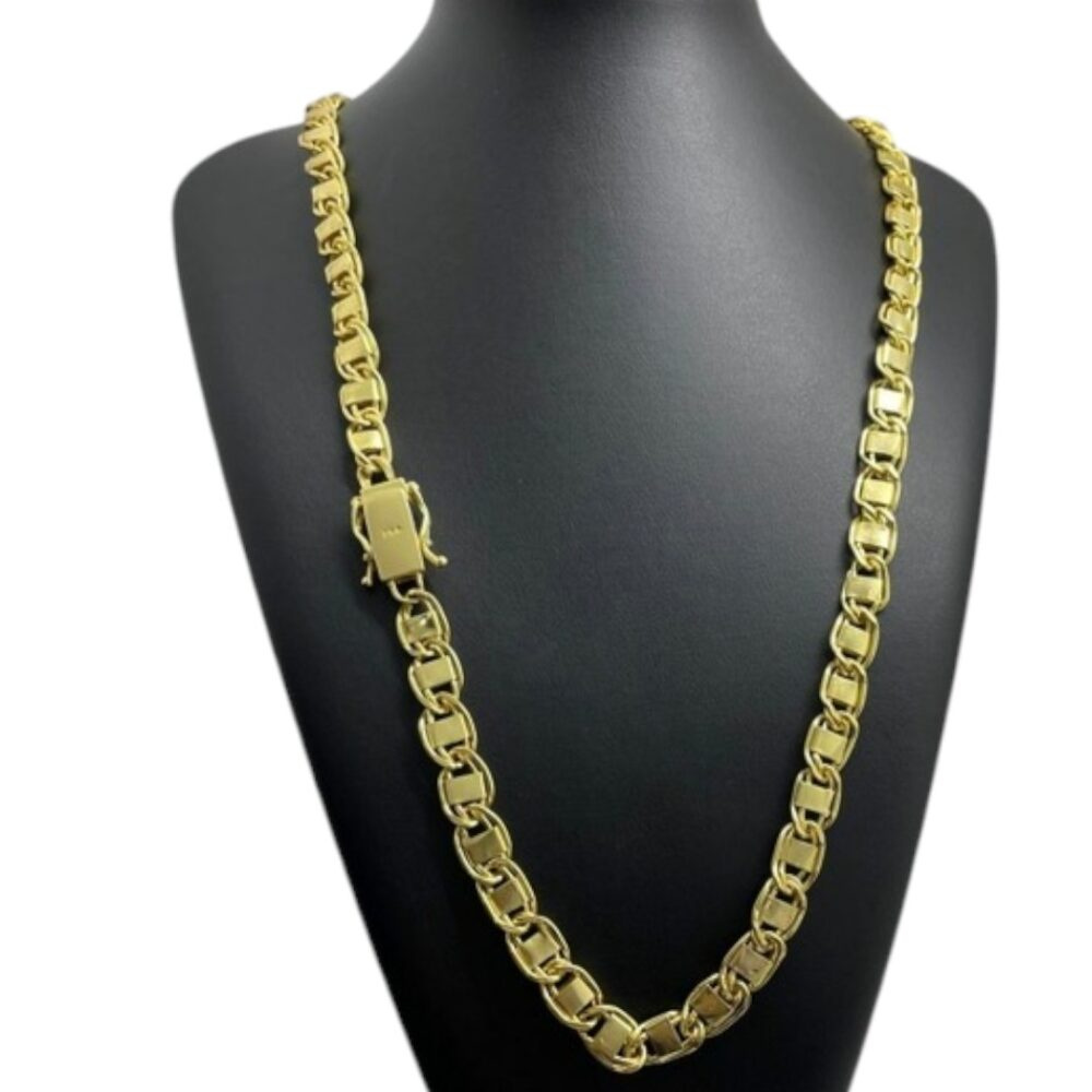Corrente Dubai 10Mm Fecho 750 Banhado A Ouro 18K - Imagem 4
