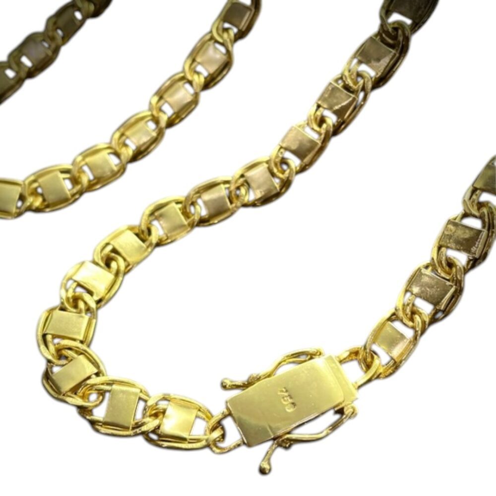 Corrente Dubai 10Mm Fecho 750 Banhado A Ouro 18K - Imagem 5