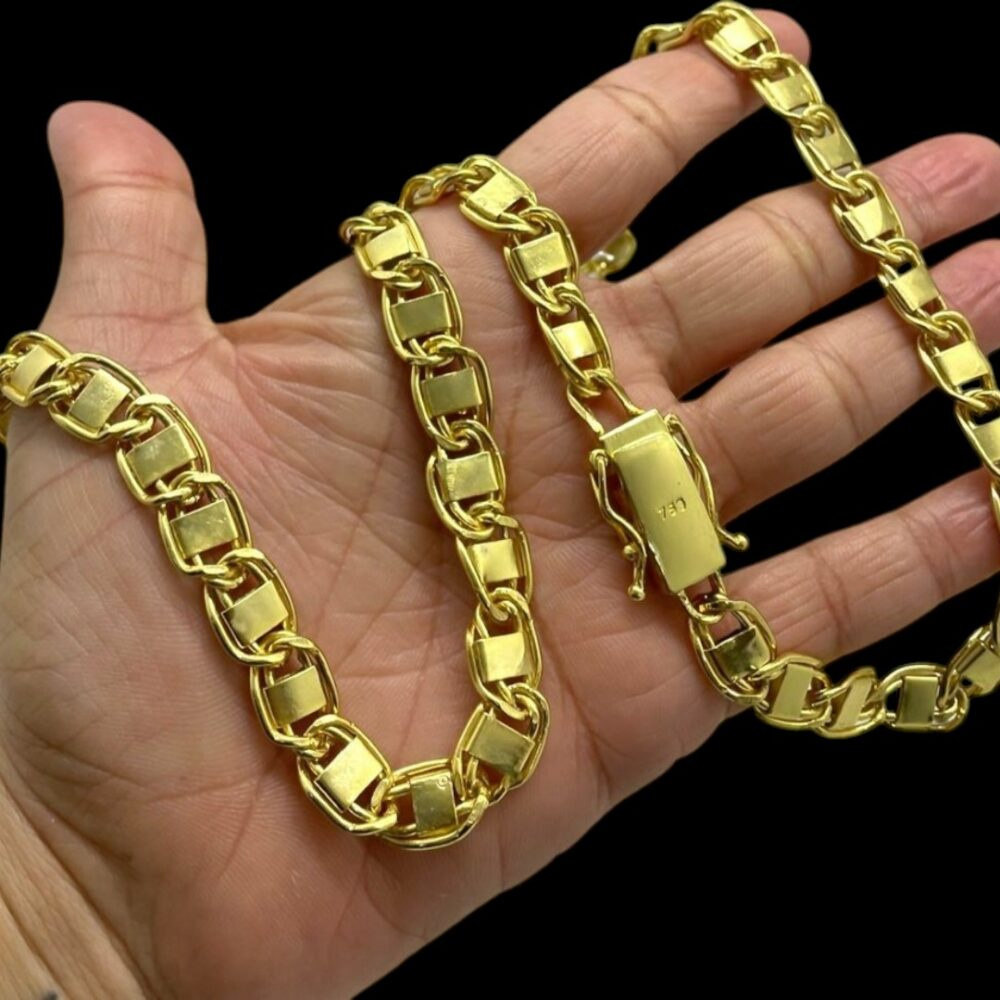 Corrente Dubai 10Mm Fecho 750 Banhado A Ouro 18K - Imagem 2