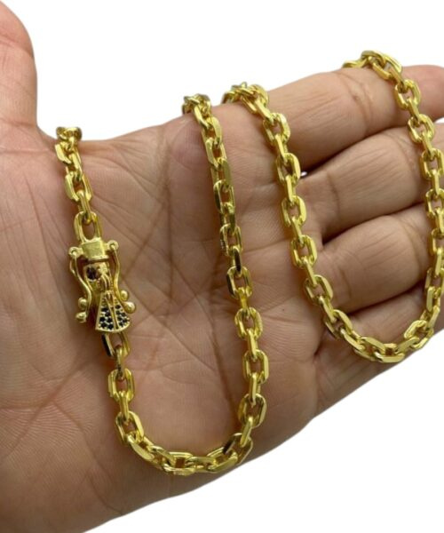 Corrente Cadeado 6mm Fecho Santa Nossa Senhora Ouro 18k