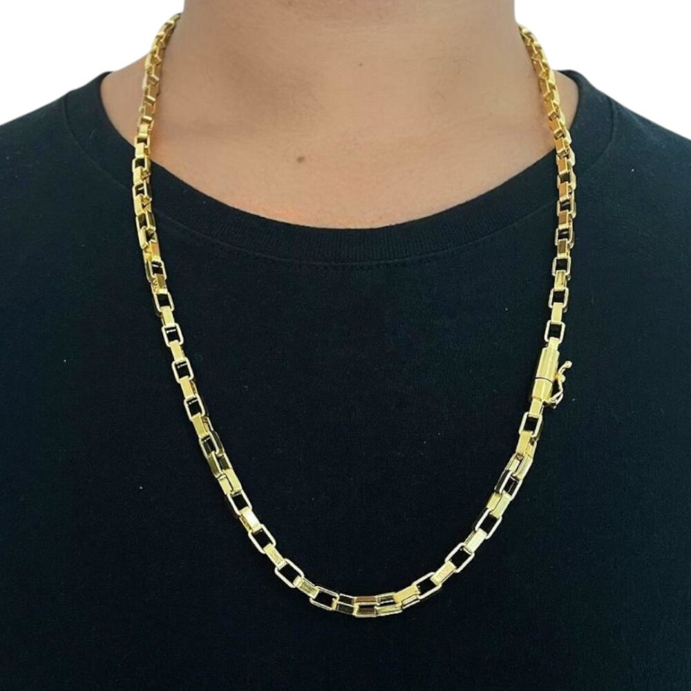 Corrente Tijolinho 6Mm Luxo Banhado A Ouro 18K - Imagem 2