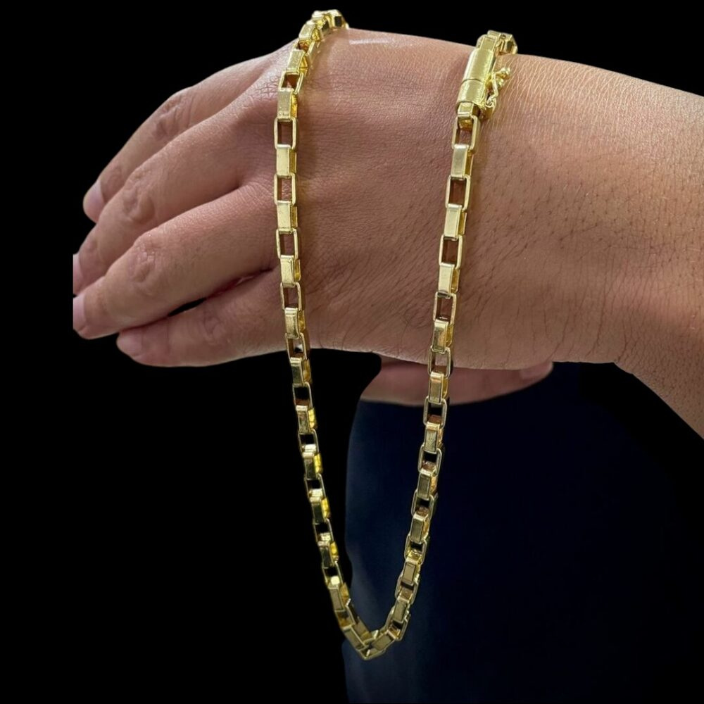 Corrente Tijolinho 6Mm Luxo Banhado A Ouro 18K - Imagem 3