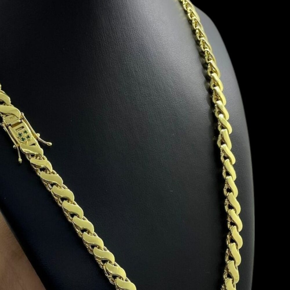 Corrente Friso S 8Mm Fecho Trevo Cravejado Ouro 18K - Imagem 3