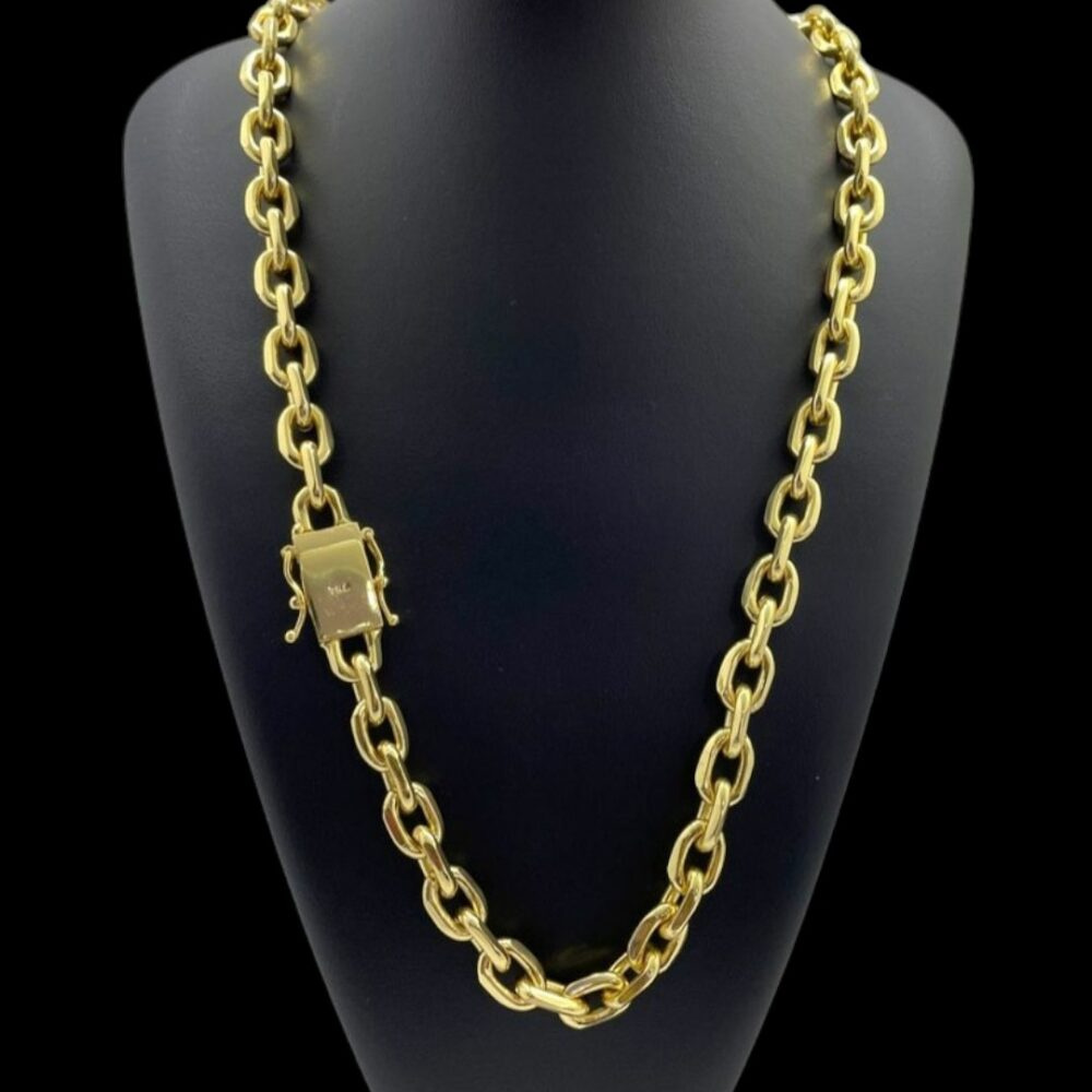 Corrente Cadeado 14Mm Fecho 750 Banhado A Ouro 18K - Imagem 3