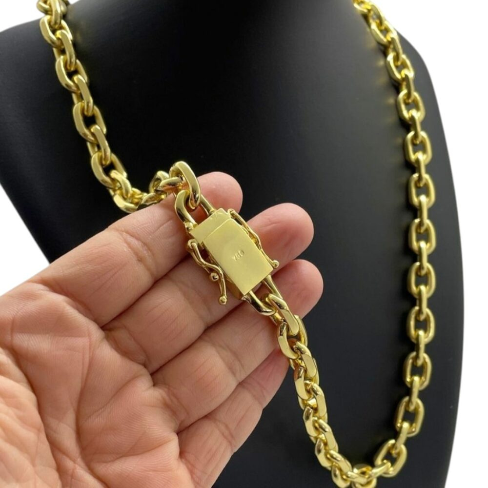 Corrente Cadeado 14Mm Fecho 750 Banhado A Ouro 18K - Imagem 2