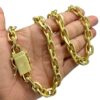 15352801244 Corrente 14Mm Cadeado Fecho Marcacao 750 Banhado A Ouro 18K