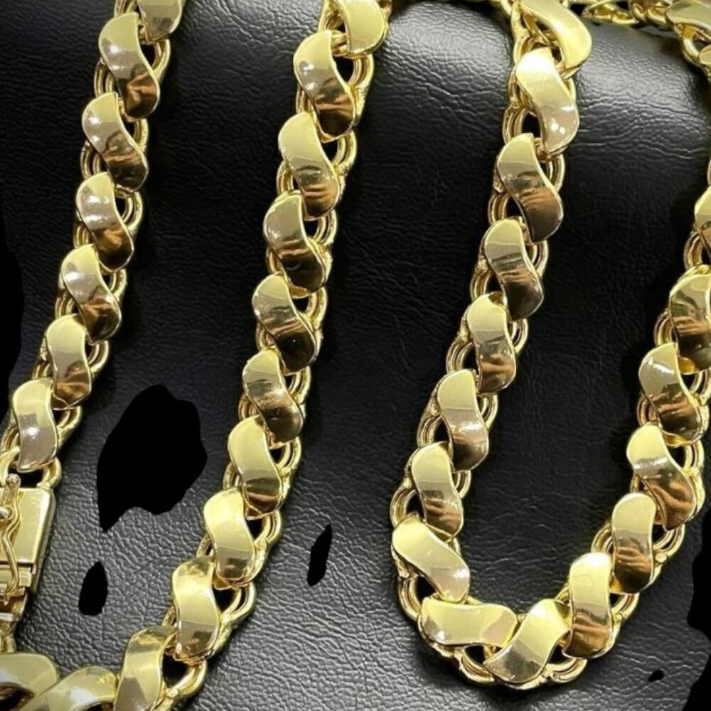 Corrente Friso S 13Mm Dupla Face Fecho Premium Banhado Ouro - Imagem 3