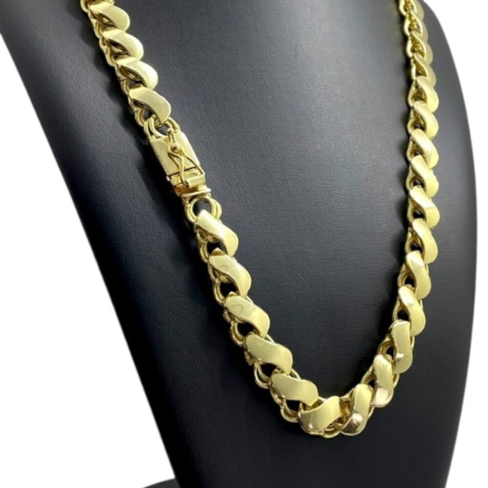 Corrente Friso S 13Mm Dupla Face Fecho Premium Banhado Ouro - Imagem 4