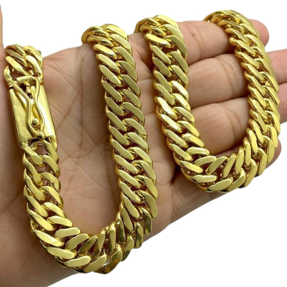 Corrente 13Mm Grumet Fecho Gaveta Premium Banhado Ouro 18K