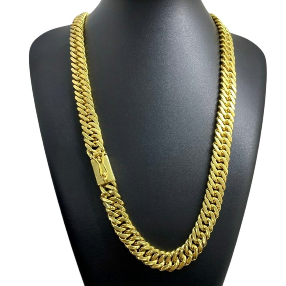 Corrente 13Mm Grumet Fecho Gaveta Premium Banhado Ouro 18K - Imagem 4