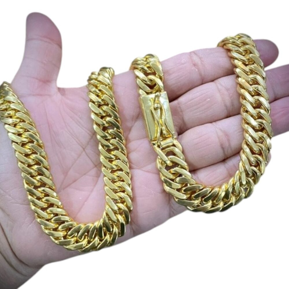 Corrente 13Mm Grumet Fecho Gaveta Premium Banhado Ouro 18K - Imagem 3